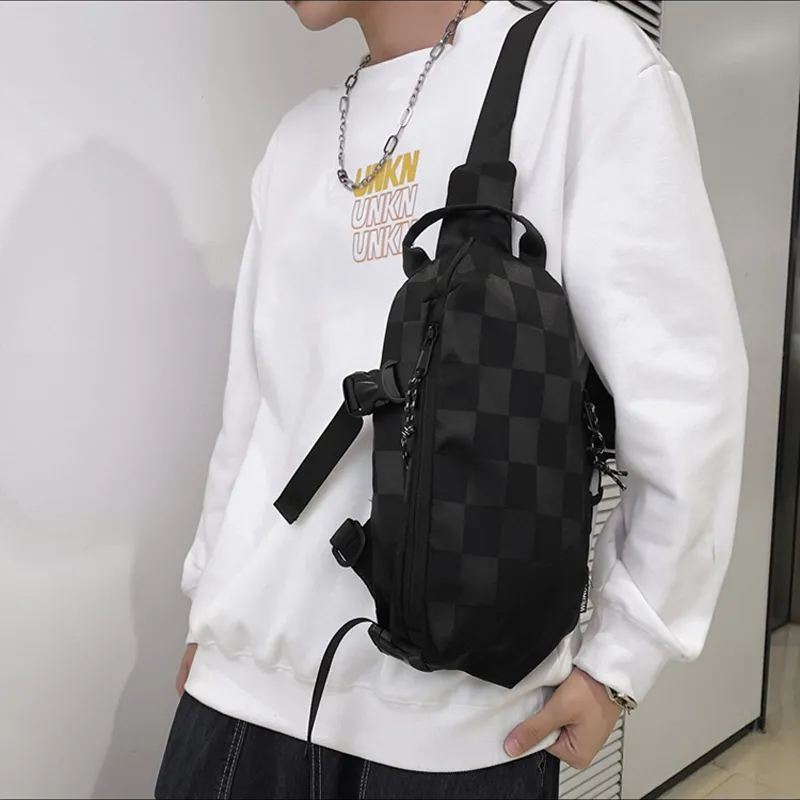 ALNI BITTON Nylon Shoulder Bag, Crossbody Bag, Sling Bag Men's Black/White-11