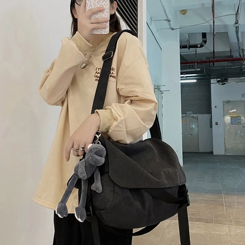 ALNI BITTON Canvas Messenger Bag Canvas Bag Crossbody Bag Regular Men's Black/Gray-9