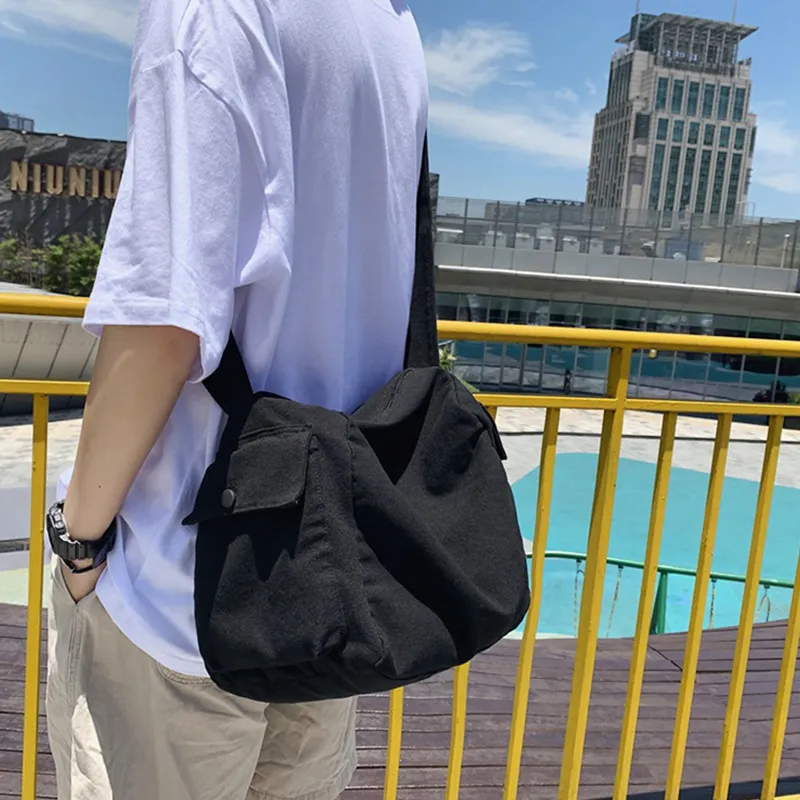 ALNI BITTON Canvas Diligence Canvas Bag Shoulder Bag Men's Black/Coffee/White-2