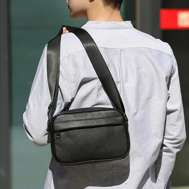 ALNI BITTON Synthetic Leather Shoulder Bag Crossbody Bag Men's Black-5