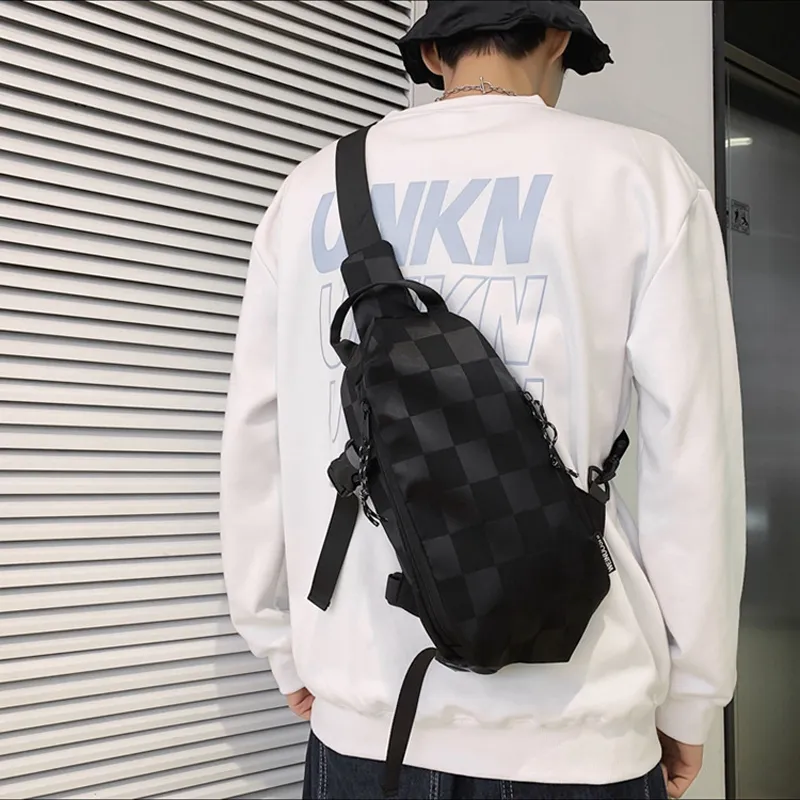 ALNI BITTON Nylon Shoulder Bag, Crossbody Bag, Sling Bag Men's Black/White-8