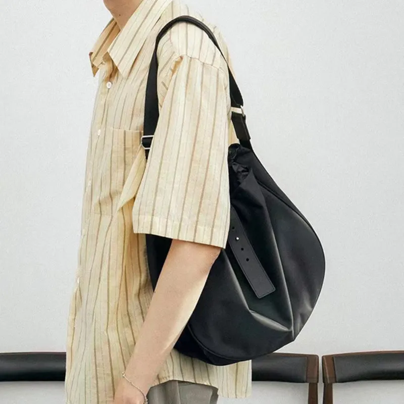 ALNI BITTON Nylon Messenger Bag, Crossbody Bag, Shoulder Bag Large Size Men's Black-2