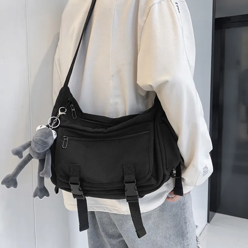 ALNI BITTON Canvas Canvas Bag Crossbody Bag Men's White/Black-8
