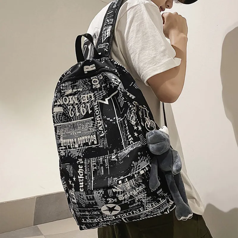ALNI BITTON Nylon Backpack Regular Men's  Sizing Black/Blue/White/Gray-4