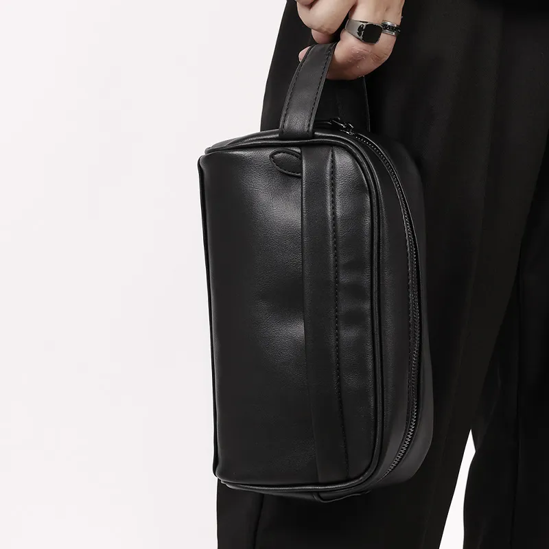 ALNI BITTON PU Commuter Clutch Regular Men's Pure Black/Woven Black-10