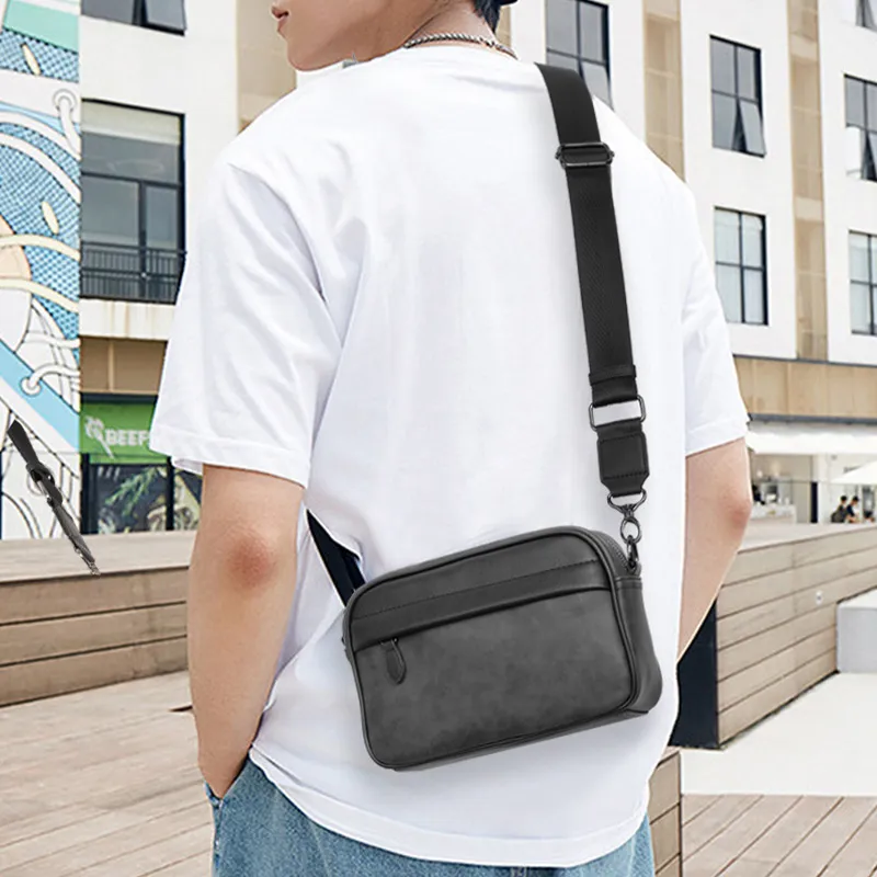 ALNI BITTON PU Bonded Synthetic Leather Crossbody Bag Regular Men's Black Checkerboard/Black/Gray/Green-9