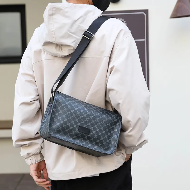 ALNI BITTON PU Crossbody Bag Regular Men's Black 1/Black 2/Black Check/Pattern Black-21