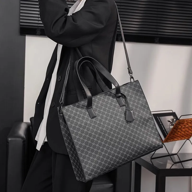 ALNI BITTON PU Handbag Shoulder Bag Crossbody Bag Regular Men's Black/Matte Gray/Textured Black/Plaid-23