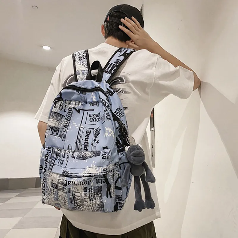 ALNI BITTON Nylon Backpack Regular Men's  Sizing Black/Blue/White/Gray-8