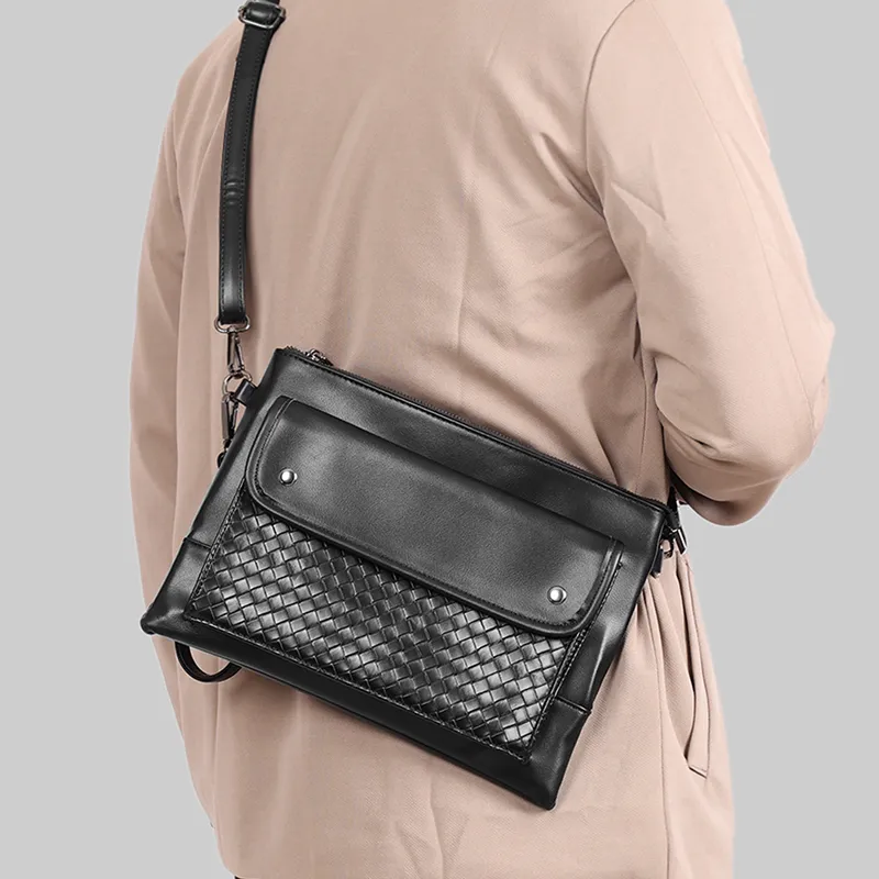 ALNI BITTON Design Driven Niche Travel Shoulder Bag, Crossbody Bag Men's Woven Black-1