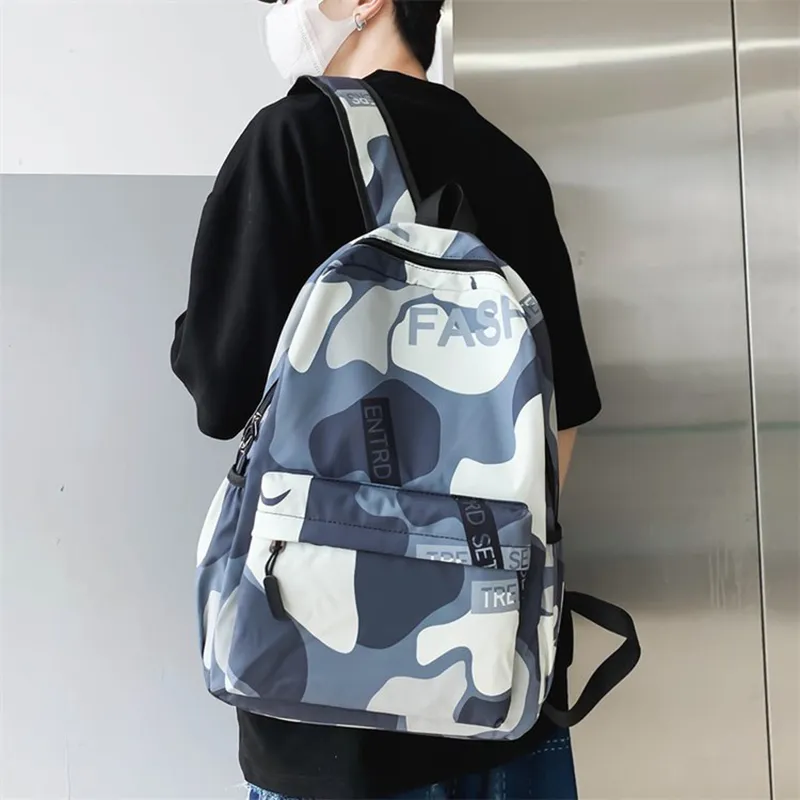 ALNI BITTON Nylon Backpack Regular Men's Camouflage Gray/Green Camouflage/Camouflage Blue-3