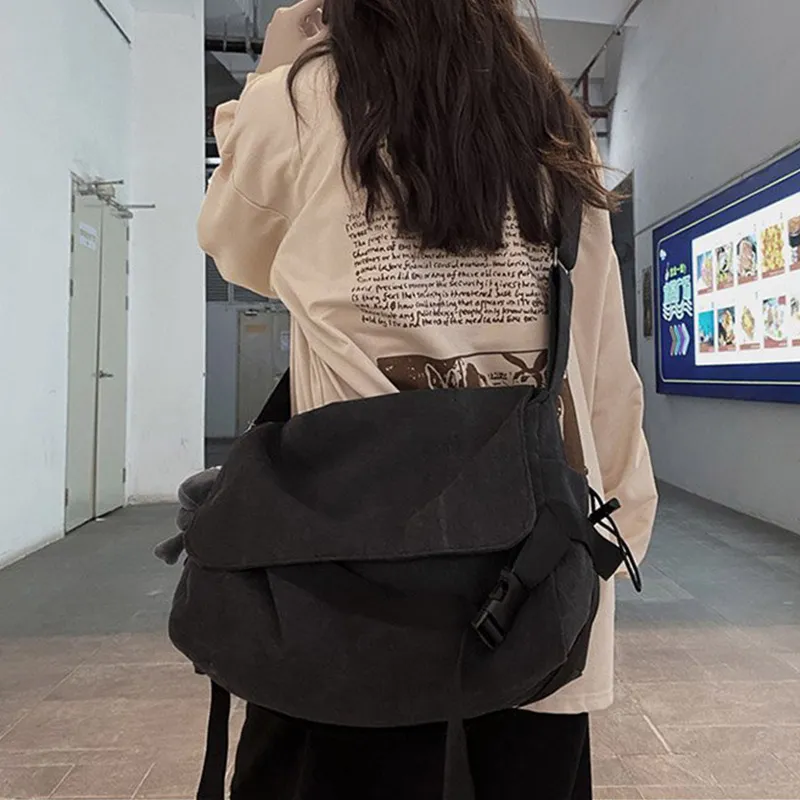 ALNI BITTON Canvas Messenger Bag Canvas Bag Crossbody Bag Regular Men's Black/Gray-10