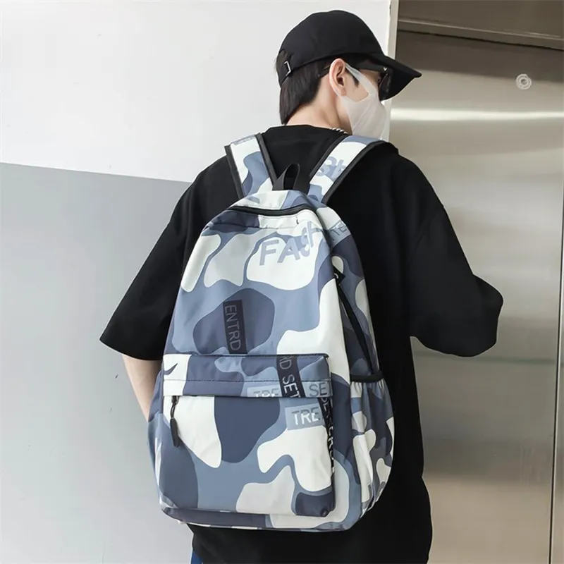 ALNI BITTON Nylon Backpack Regular Men's Camouflage Gray/Green Camouflage/Camouflage Blue-2