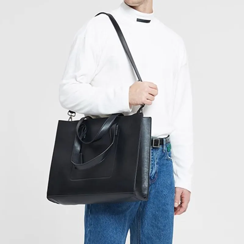 ALNI BITTON PU Handbag Shoulder Bag Crossbody Bag Regular Men's Black/Matte Gray/Textured Black/Plaid-4