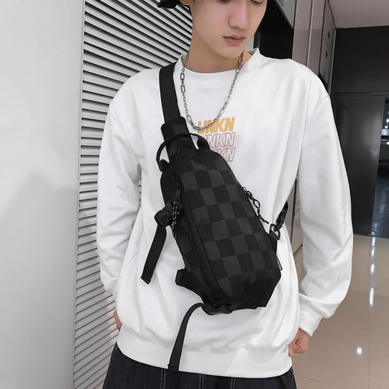 ALNI BITTON Nylon Shoulder Bag, Crossbody Bag, Sling Bag Men's Black/White-10