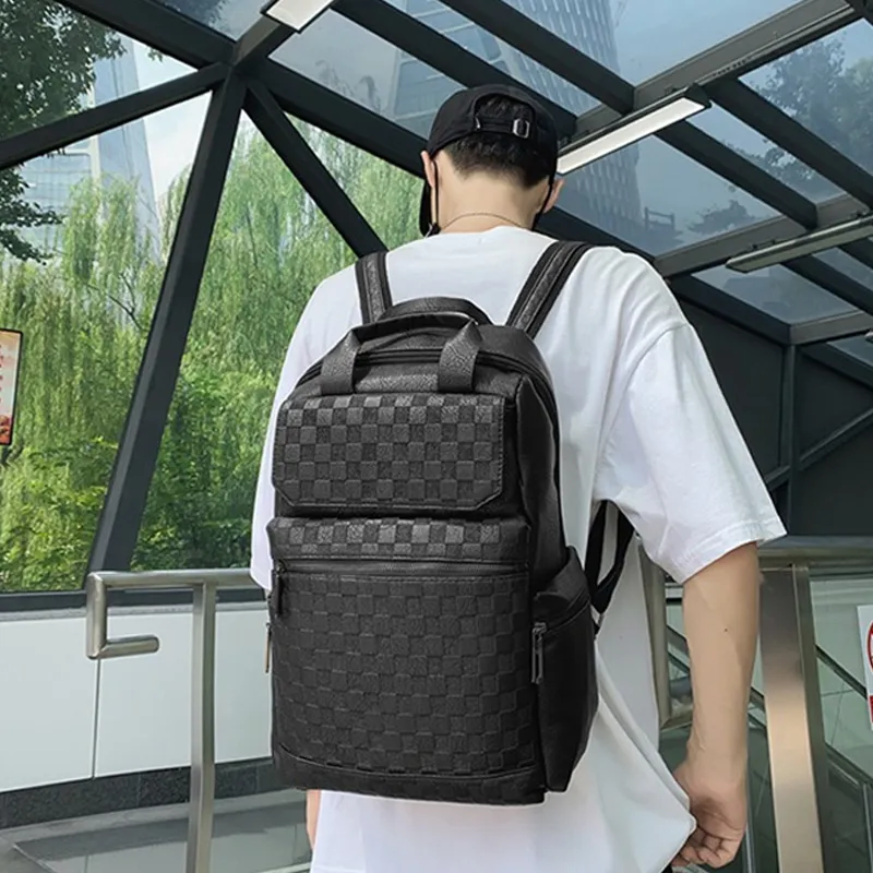 ALNI BITTON PU Backpack Regular Men's Black/Khaki/Brown-1