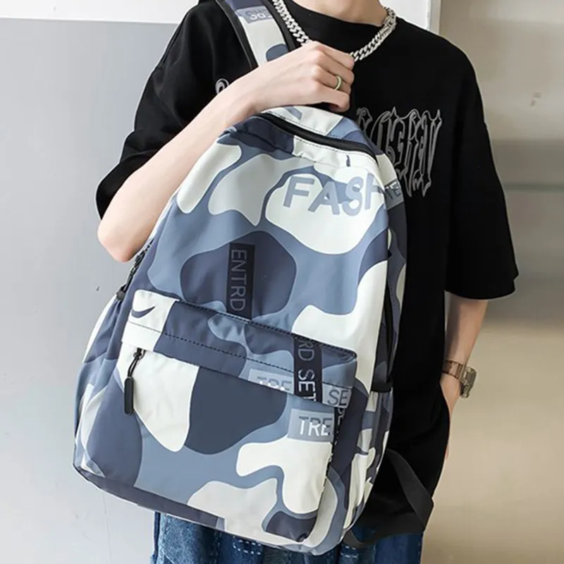 ALNI BITTON Nylon Backpack Regular Men's Camouflage Gray/Green Camouflage/Camouflage Blue-5