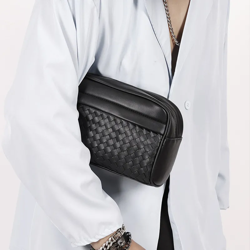ALNI BITTON PU Commuter Clutch Regular Men's Pure Black/Woven Black-15