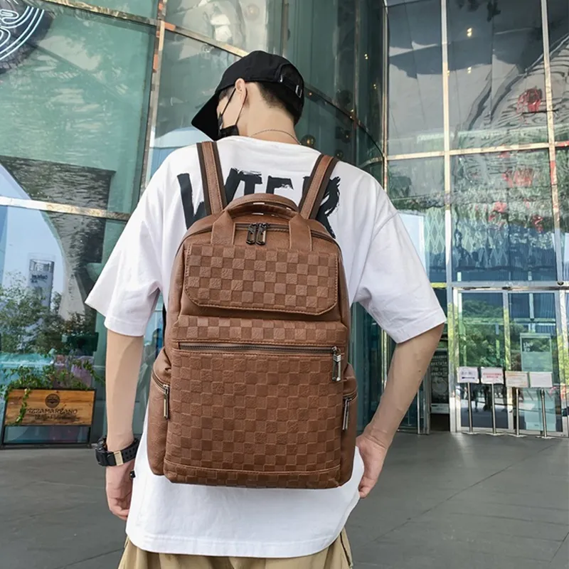 ALNI BITTON PU Backpack Regular Men's Black/Khaki/Brown-7