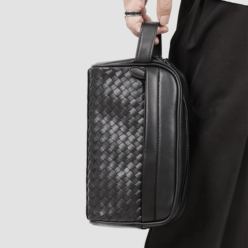 ALNI BITTON PU Commuter Clutch Regular Men's Pure Black/Woven Black-18