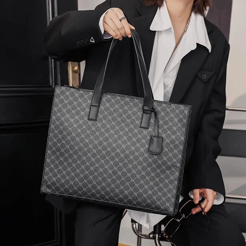 ALNI BITTON PU Handbag Shoulder Bag Crossbody Bag Regular Men's Black/Matte Gray/Textured Black/Plaid-24