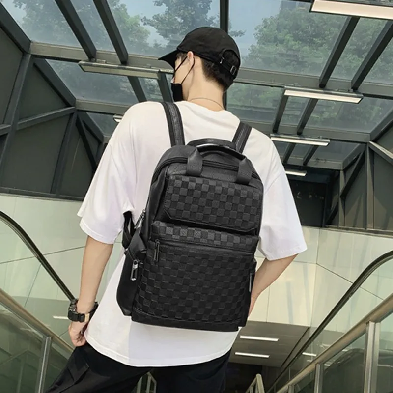 ALNI BITTON PU Backpack Regular Men's Black/Khaki/Brown-3