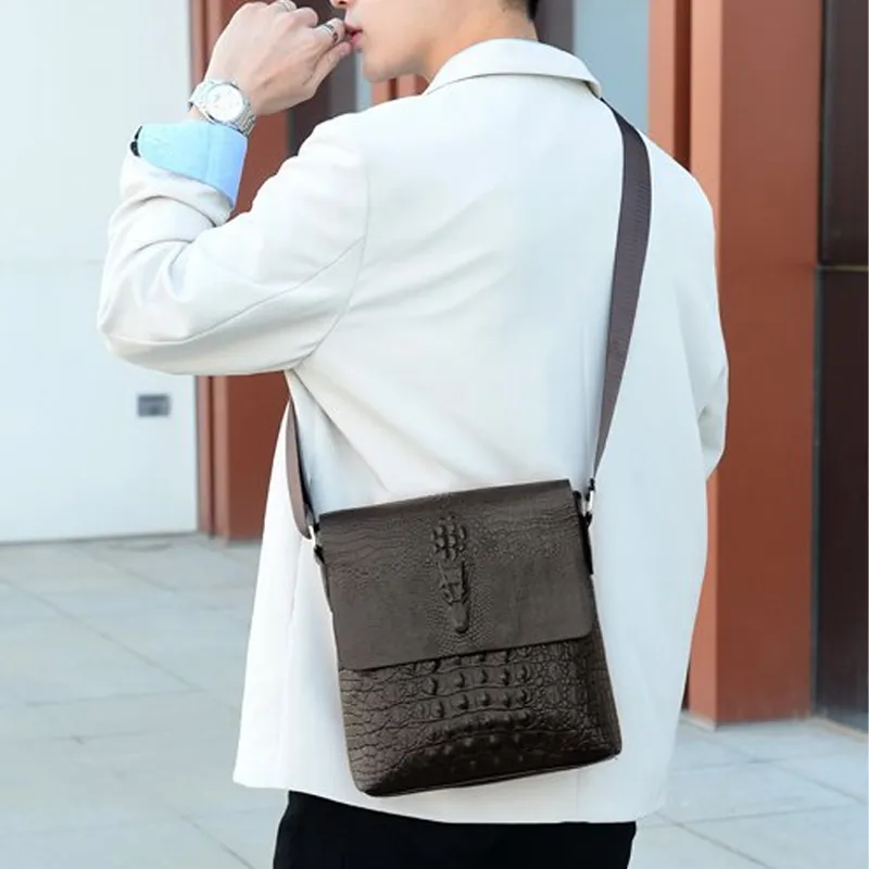 ALNI BITTON PU Crossbody Bags Regular Men's Black/Brown-2