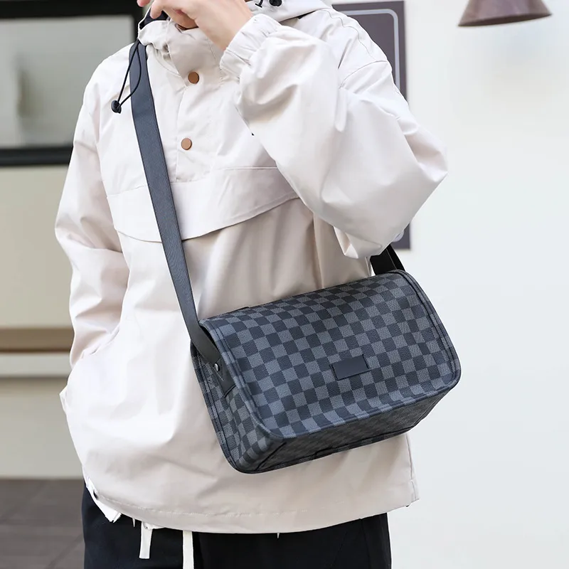 ALNI BITTON PU Crossbody Bag Regular Men's Black 1/Black 2/Black Check/Pattern Black-18