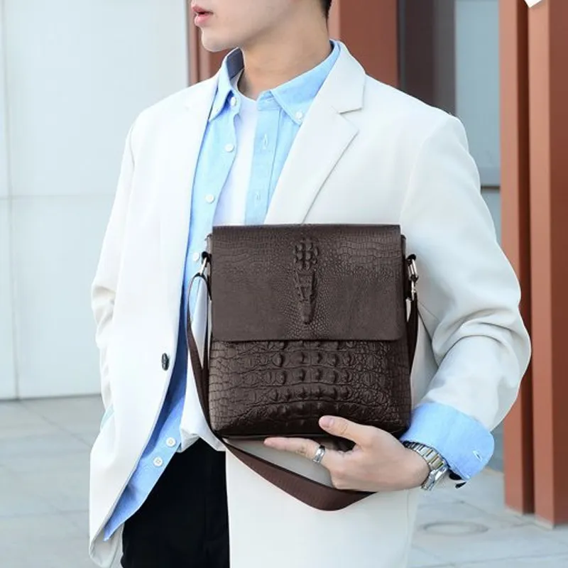 ALNI BITTON PU Crossbody Bags Regular Men's Black/Brown-1