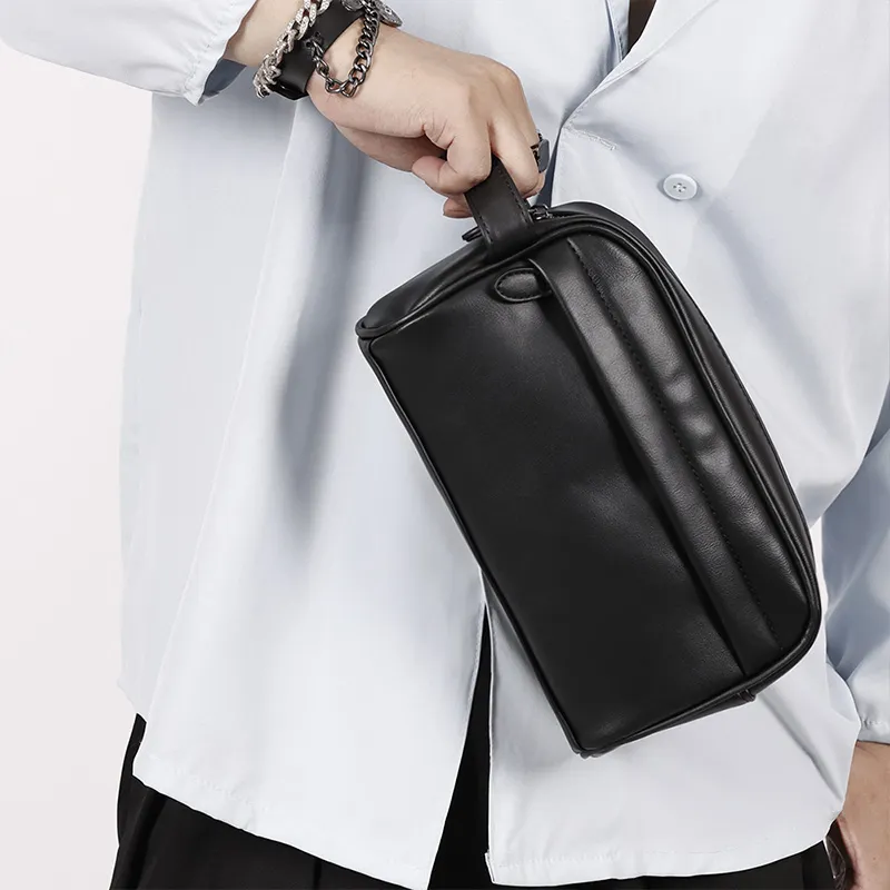 ALNI BITTON PU Commuter Clutch Regular Men's Pure Black/Woven Black-7