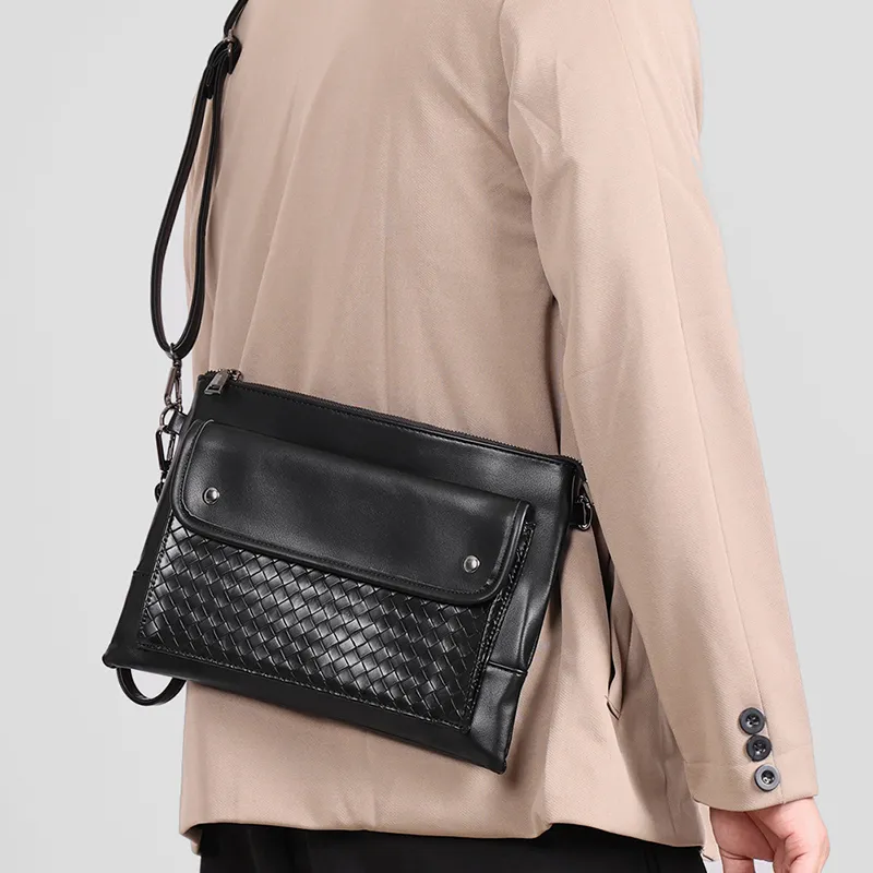 ALNI BITTON Design Driven Niche Travel Shoulder Bag, Crossbody Bag Men's Woven Black-3