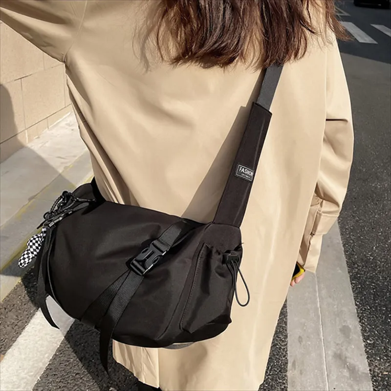 ALNI BITTON Nylon Shoulder Bag, Crossbody Bag Regular Unisex Black/White & Black/Blue-4
