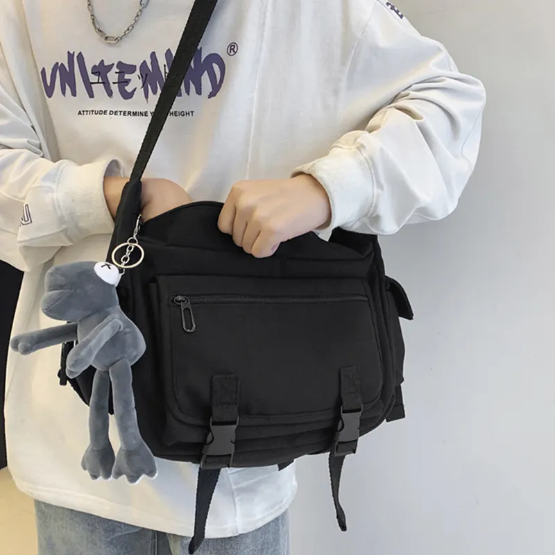 ALNI BITTON Canvas Canvas Bag Crossbody Bag Men's White/Black-11