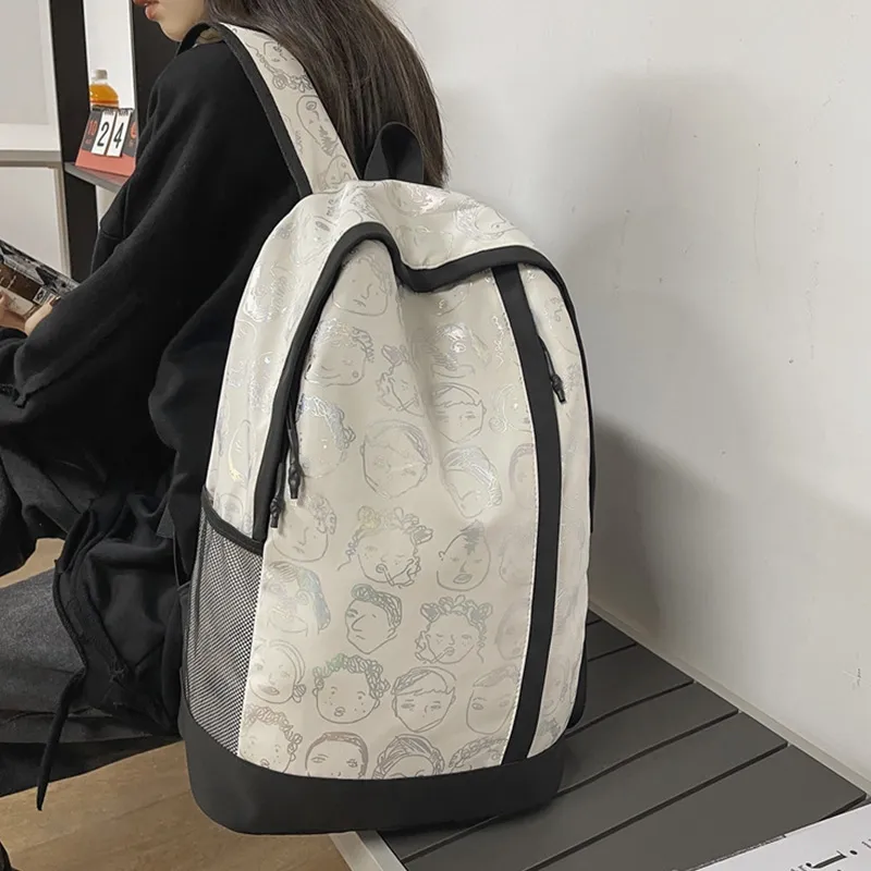 ALNI BITTON Nylon Travel Bags Backpack Regular Unisex Black/White-6