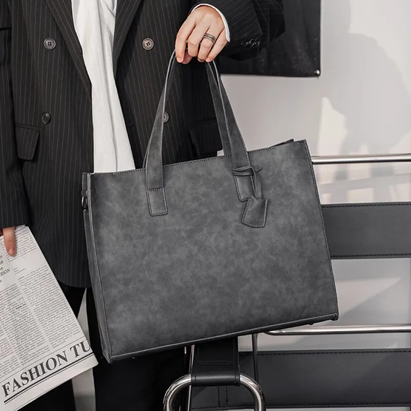 ALNI BITTON PU Handbag Shoulder Bag Crossbody Bag Regular Men's Black/Matte Gray/Textured Black/Plaid-13