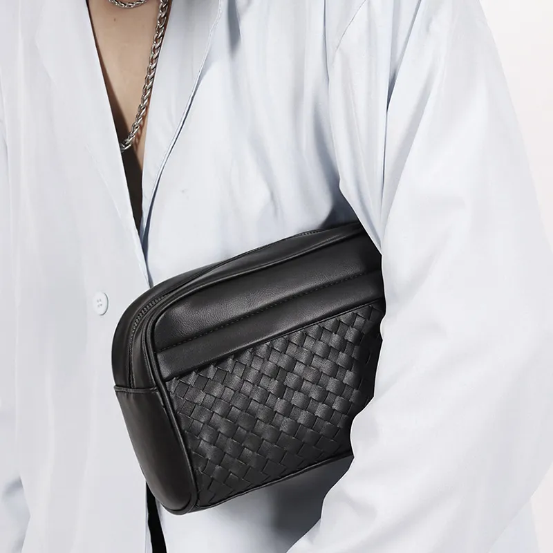ALNI BITTON PU Commuter Clutch Regular Men's Pure Black/Woven Black-19