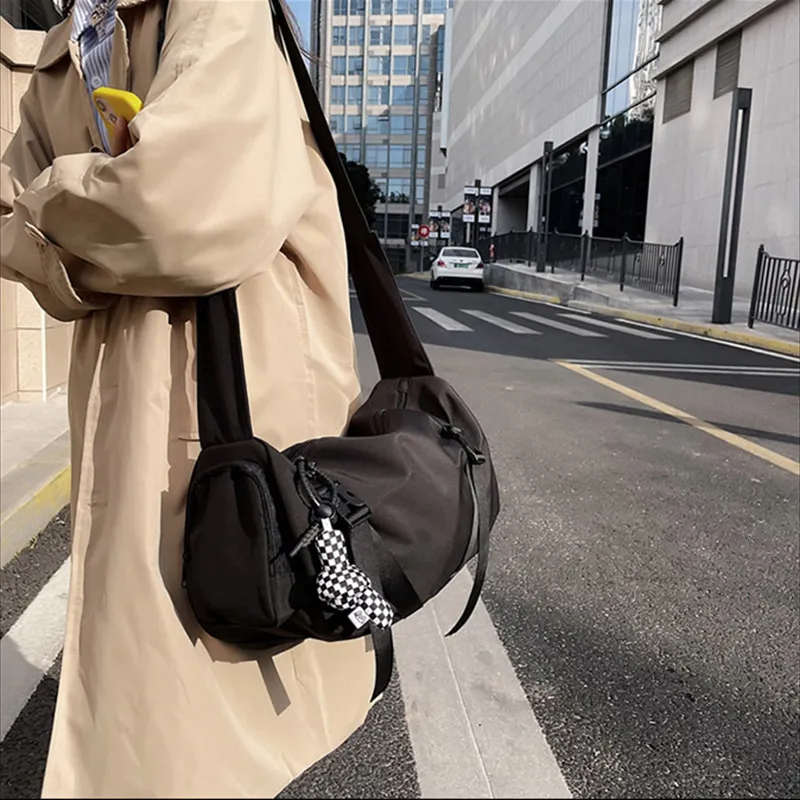 ALNI BITTON Nylon Shoulder Bag, Crossbody Bag Regular Unisex Black/White & Black/Blue-3