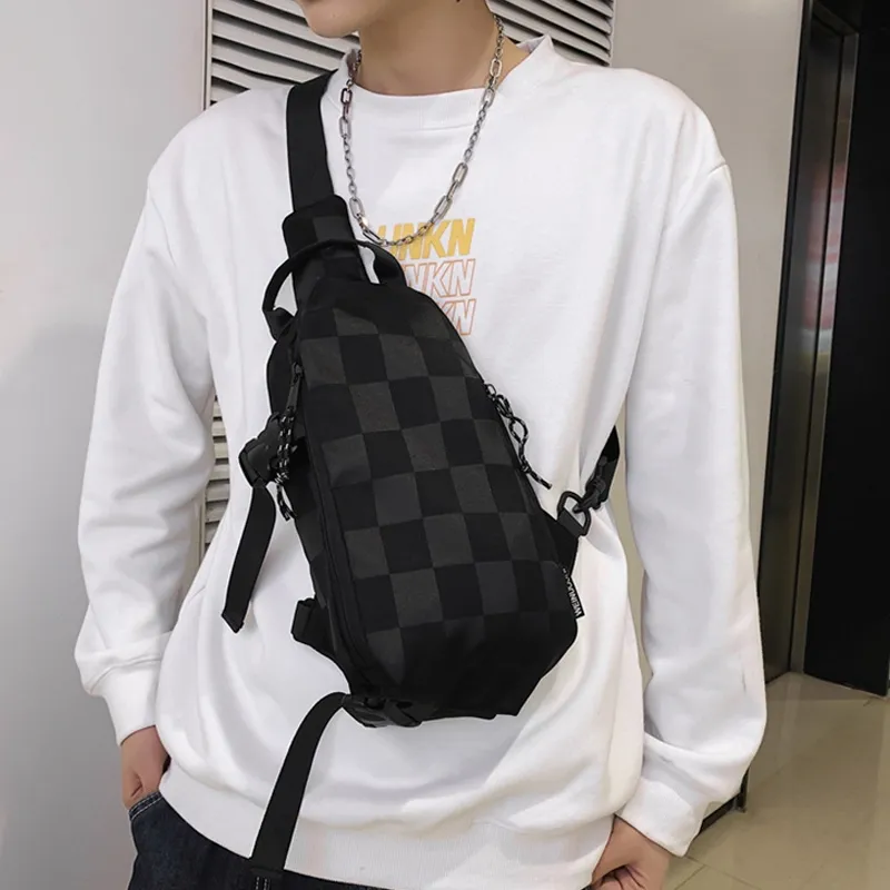 ALNI BITTON Nylon Shoulder Bag, Crossbody Bag, Sling Bag Men's Black/White-9