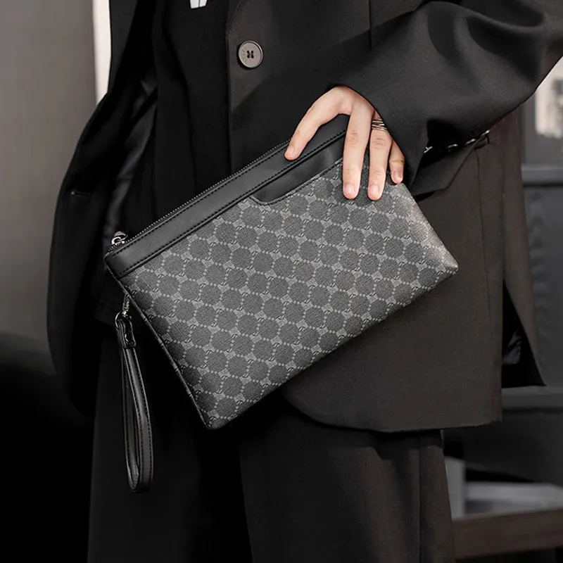 ALNI BITTON Artificial Leather Briefcase Clutch Wrist Bag Regular Men's Pattern Black-6