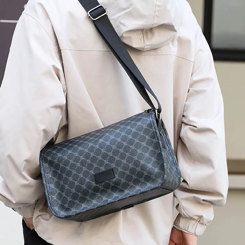 ALNI BITTON PU Crossbody Bag Regular Men's Black 1/Black 2/Black Check/Pattern Black-24