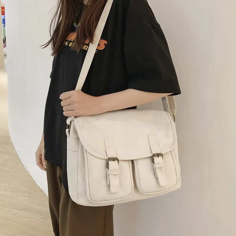 ALNI BITTON Canvas Messenger Commute Bag Canvas Shoulder Bag Crossbody Bag Regular Men's Black/Green/White/Brown-18