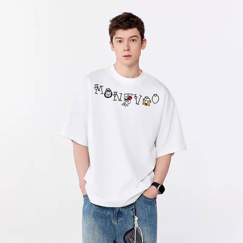 MONTVOO Drop Shoulder Sleeve T Shirt Unisex-2