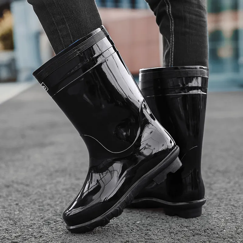 Warrior Water Resistant Slip Resistant Rain Boots Men's Black-3