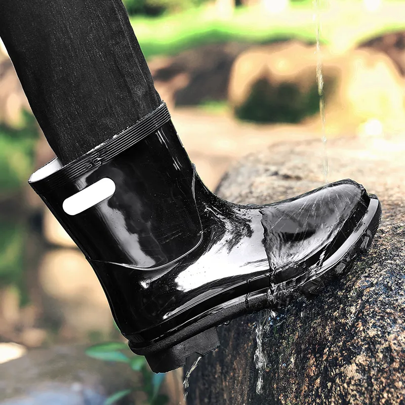 Warrior Water Resistant Slip Resistant Rain Boots Men's Black-3