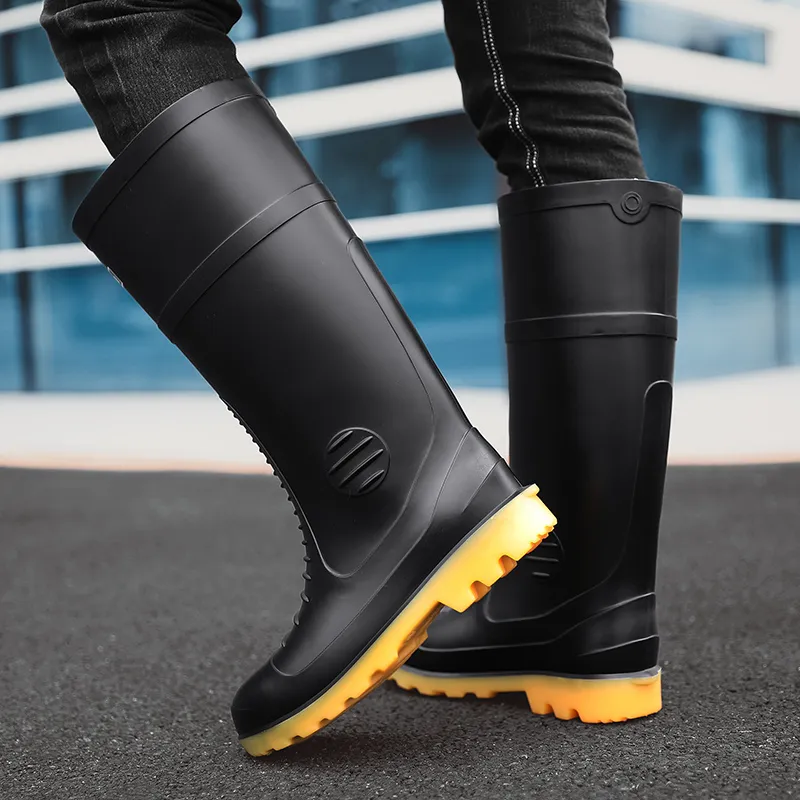 Warrior Water Resistant Slip Resistant Rain Boots Men's Black-2