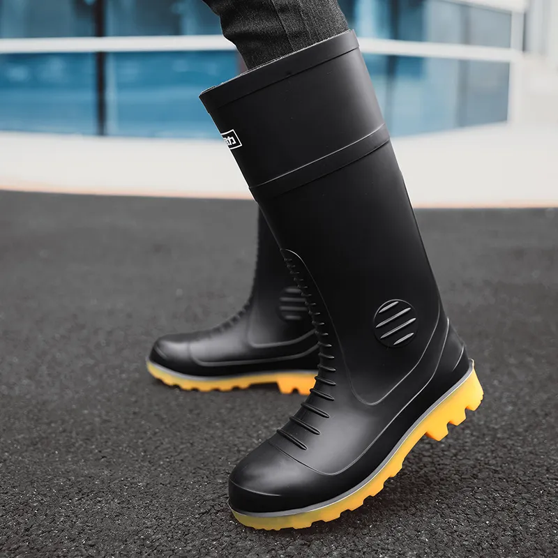 Warrior Water Resistant Slip Resistant Rain Boots Men's Black-4