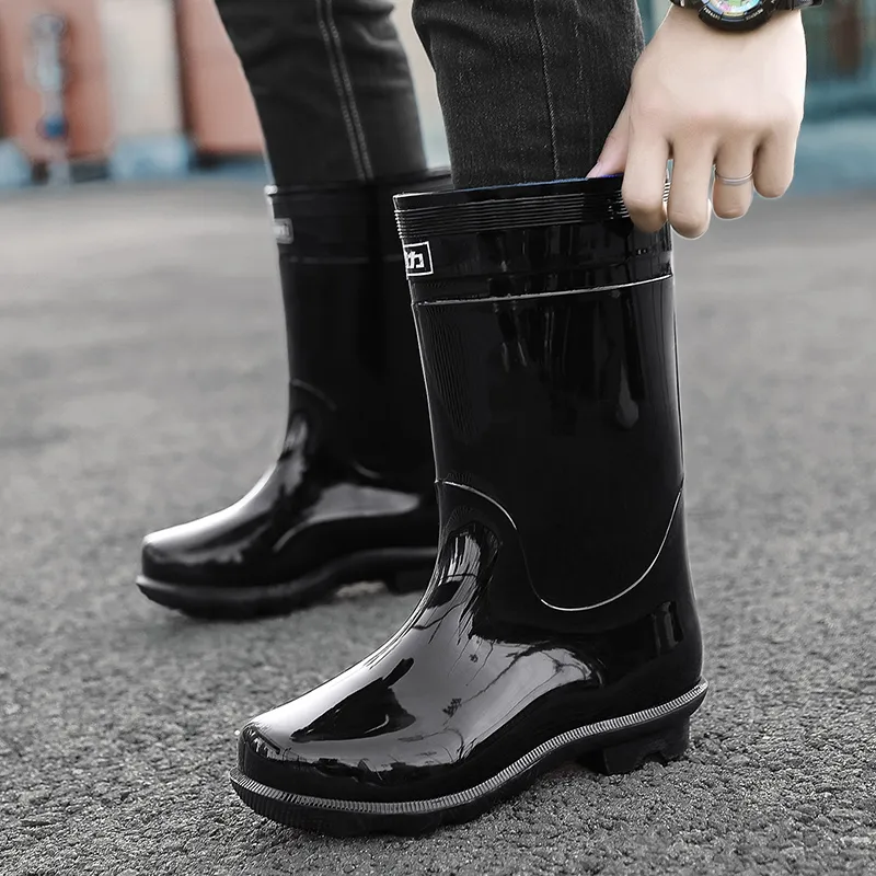 Warrior Water Resistant Slip Resistant Rain Boots Men's Black-4