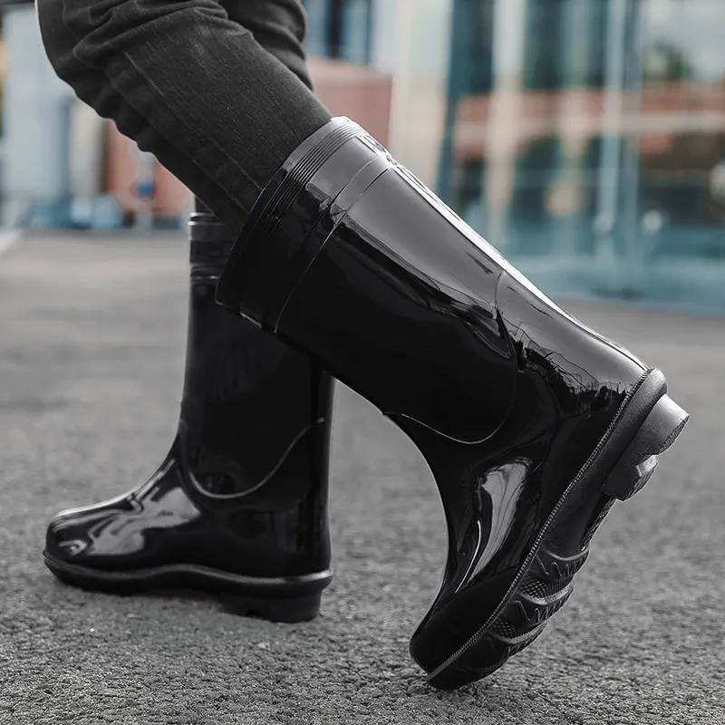 Warrior Water Resistant Slip Resistant Rain Boots Men's Black-2