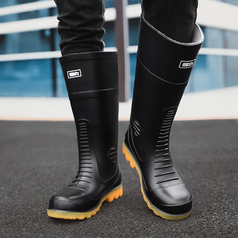 Warrior Water Resistant Slip Resistant Rain Boots Men's Black-3
