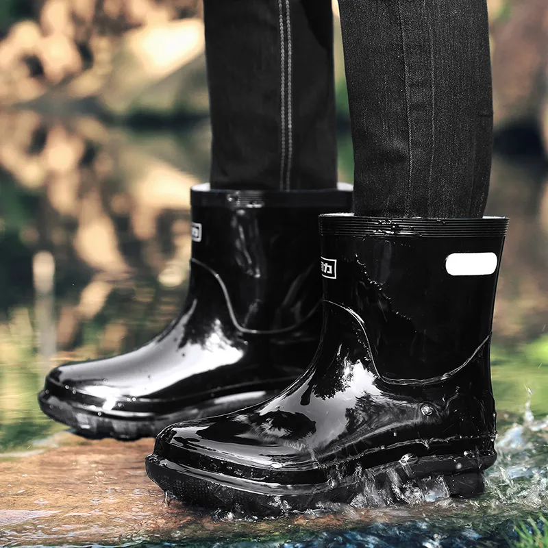 Warrior Water Resistant Slip Resistant Rain Boots Men's Black-4